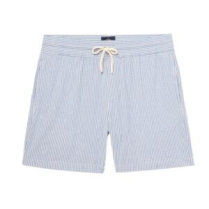 Portuguese Flannel Straight Leg Striped Seersucker Drawstring Shorts Blue XL NWT